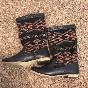 Black embroidered boots